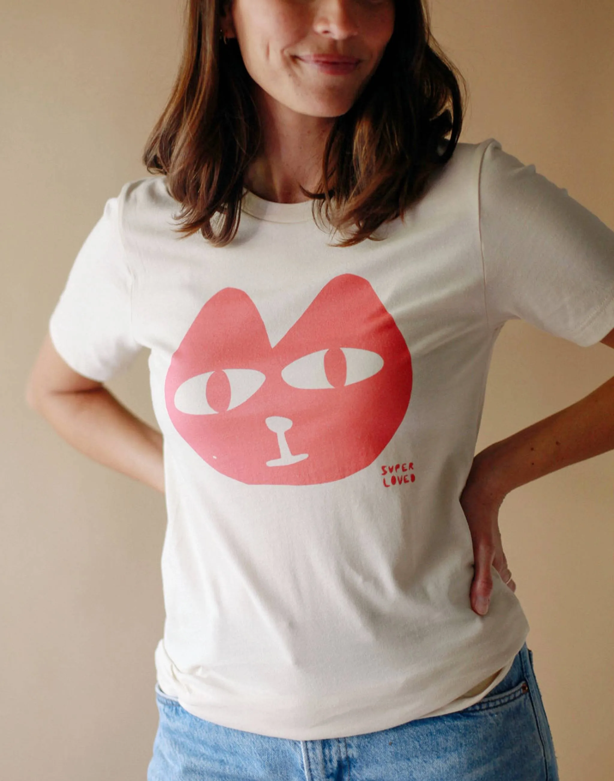 Sale- Super Loved, Contrast Cats Meow T-Shirt, SMALL sold by Joseph + Sue