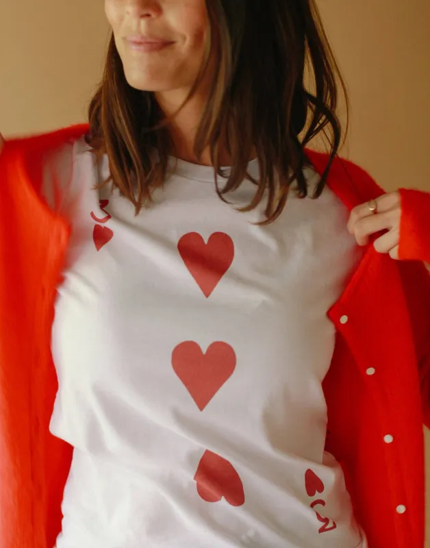 Sale- 3 of Hearts, Valentine T-Shirt, SMALL made by Joseph + Sue