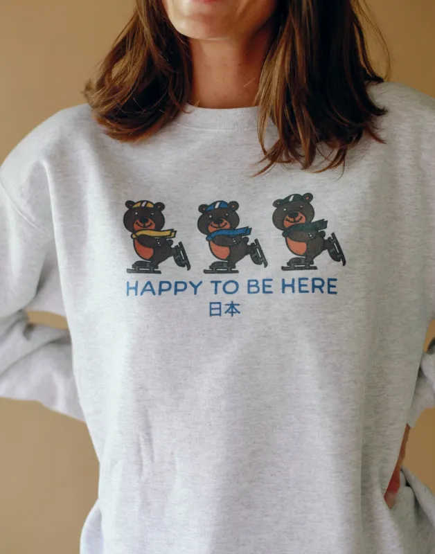 Sale- Sapporo Bears, Happy to be here Sweatshirt made by Joseph + Sue