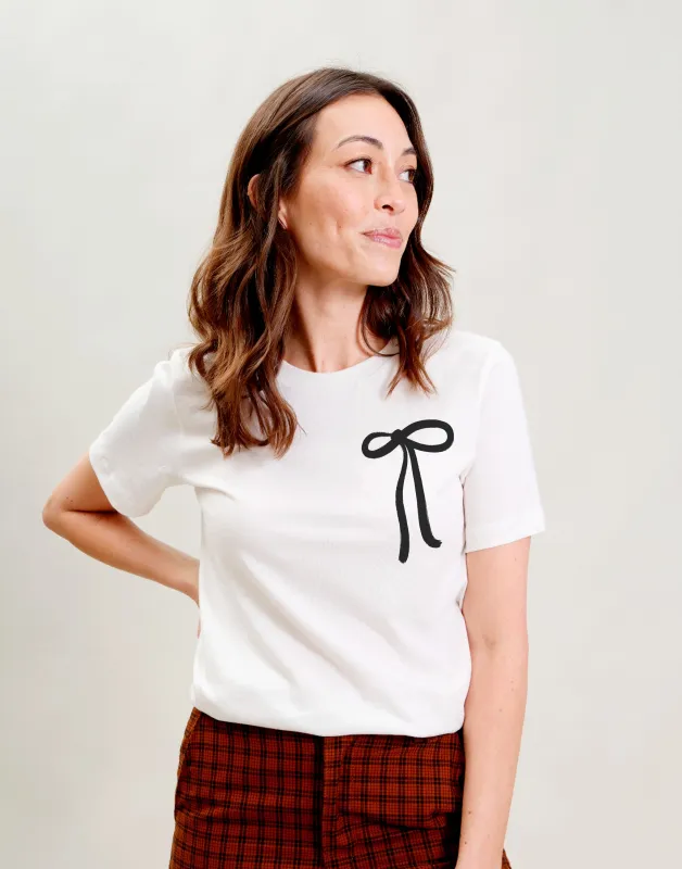 Sale- Bow, 2 loops, 2 loose ends T-Shirt, LARGE made by Joseph + Sue