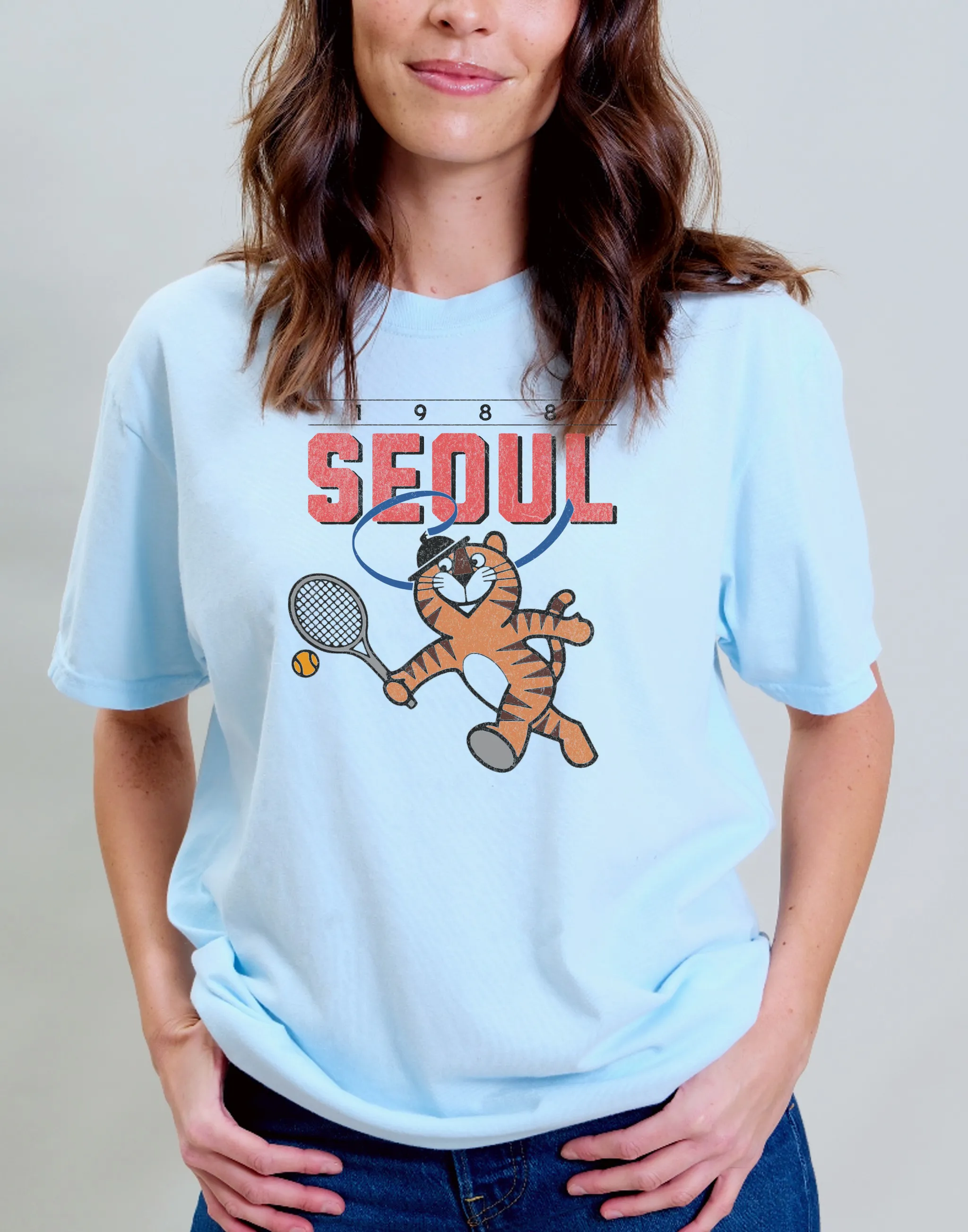 Hodori Tennis, 1988 Seoul Summer Games, Vintage Wash T-Shirt sold by Joseph + Sue product image thumbnail 2