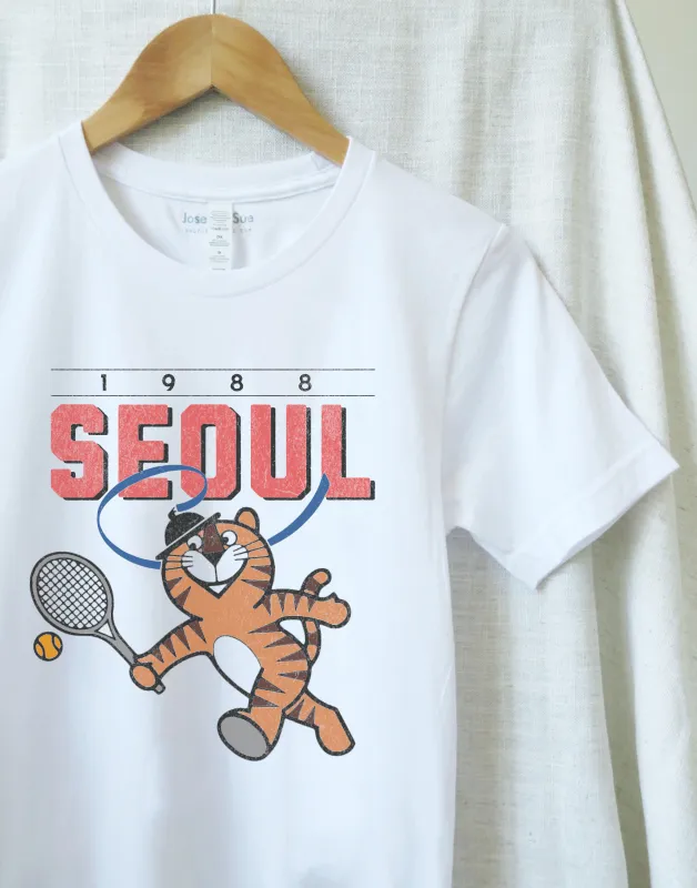 Hodori Tennis, 1988 Seoul Summer Games, Vintage Wash T-Shirt made by Joseph + Sue