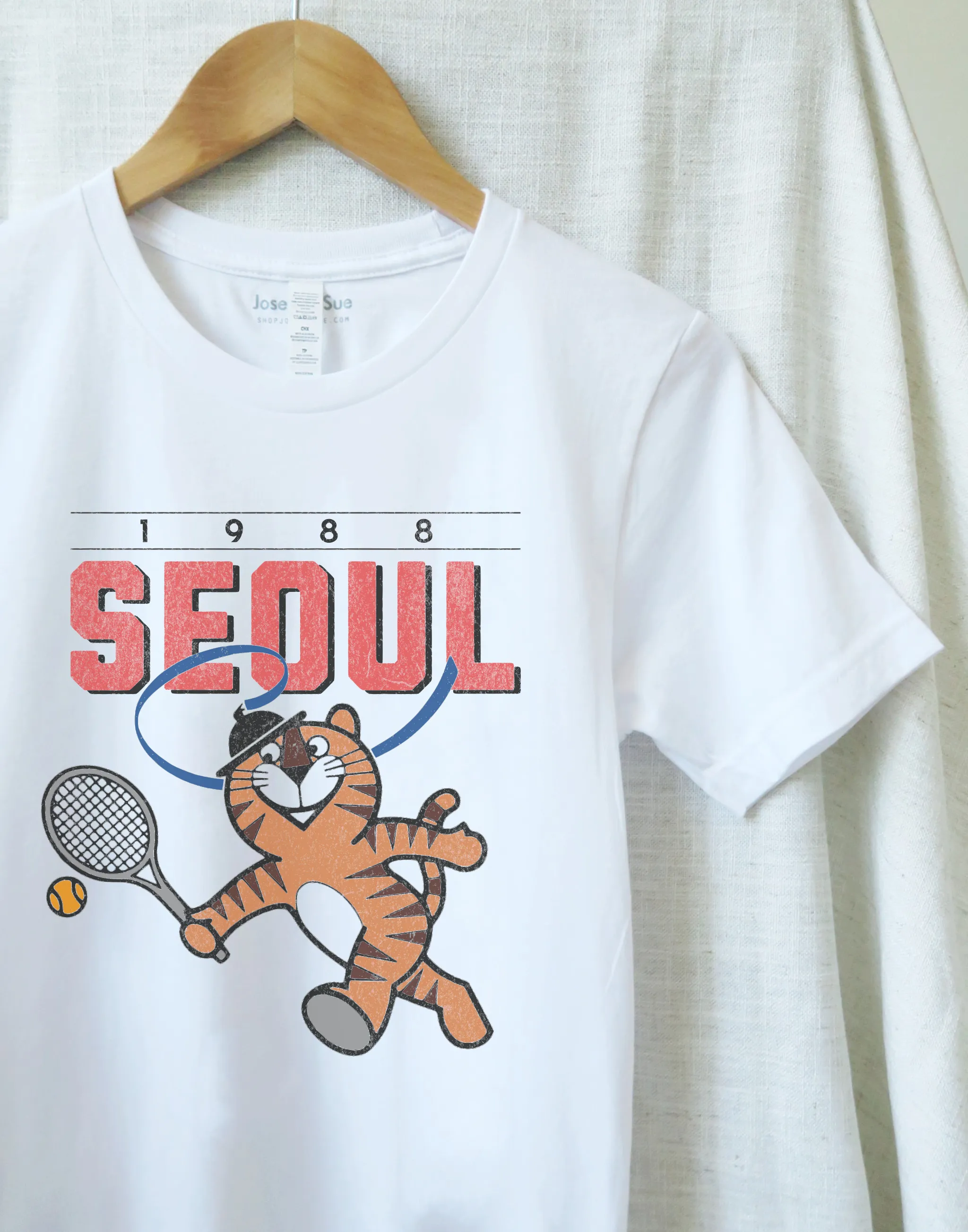 Hodori Tennis, 1988 Seoul Summer Games, Vintage Wash T-Shirt sold by Joseph + Sue