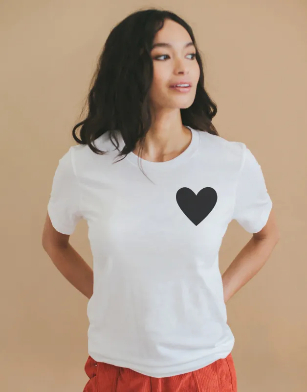 Black Heart Pocket Print T-Shirt made by Joseph + Sue