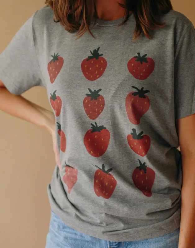 Strawberries, Rainbow Speckled T-Shirt made by Joseph + Sue