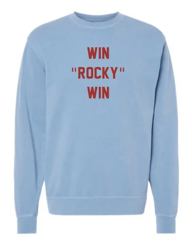 Win Rocky Win Oversized 90's Crewneck Sweater, Vintage Light Blue made by Joseph + Sue
