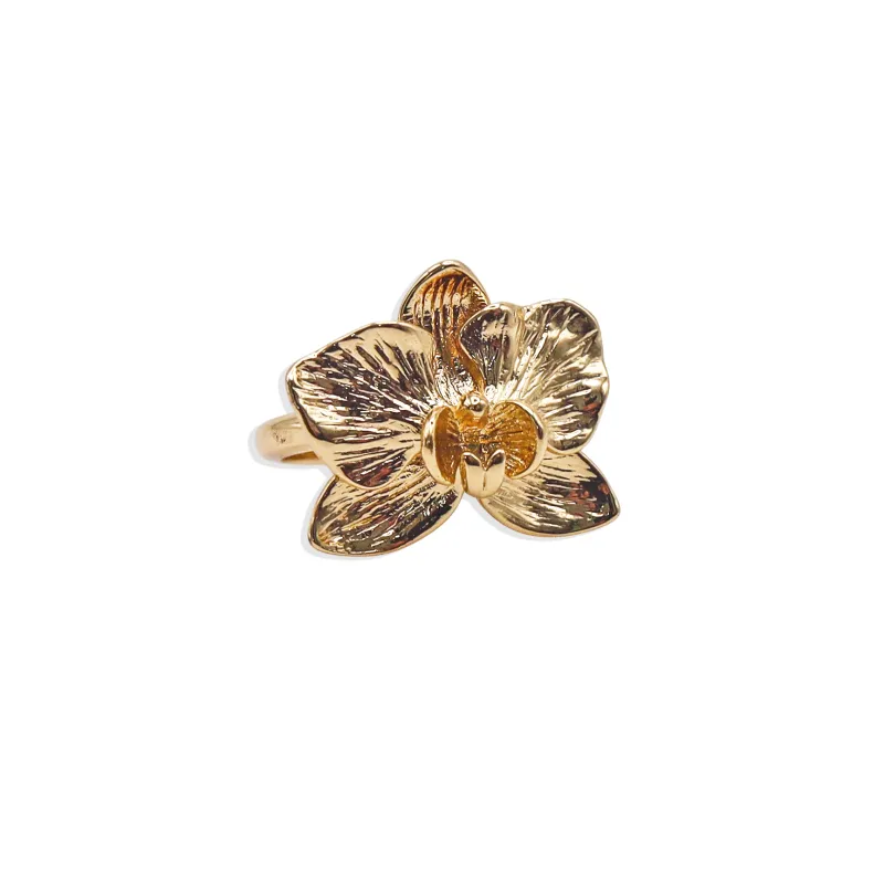 Orchid Ring in Gold made by Gemini Jewels
