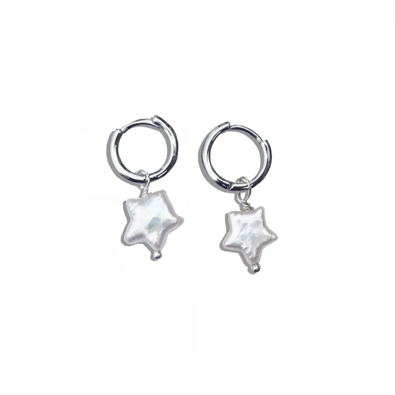 Stella Freshwater Pearl Star Earrings made by Gemini Jewels