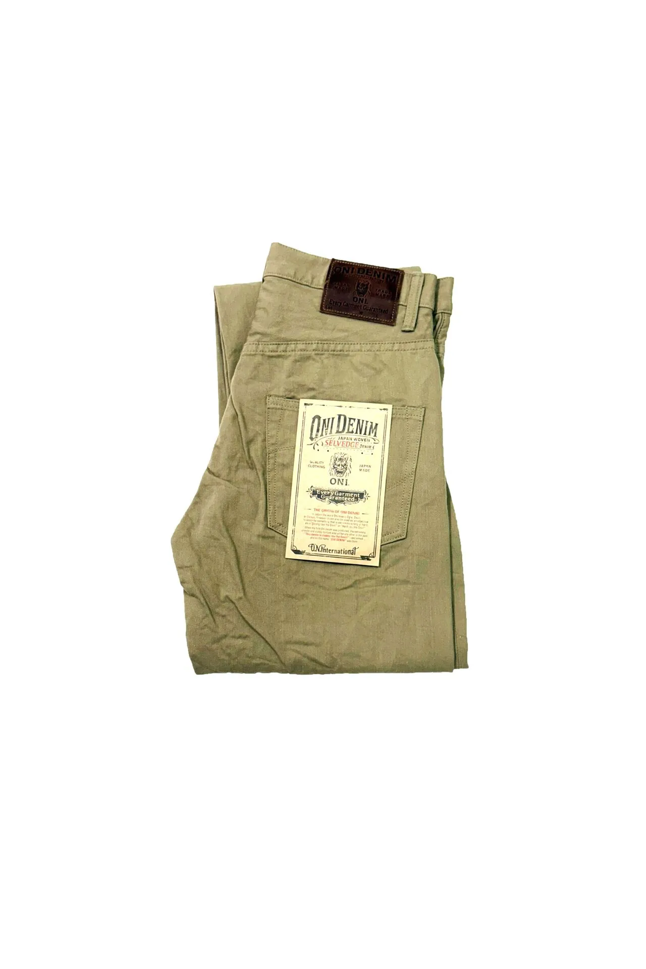 ONI266SVC-KHB Selvedge Chino Khaki Beige Relax Straight sold by Denimio