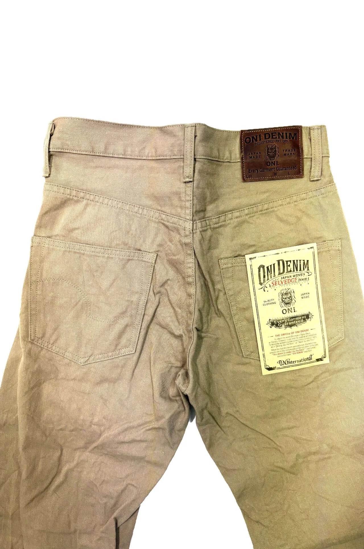 ONI266SVC-KHB Selvedge Chino Khaki Beige Relax Straight sold by Denimio product image thumbnail 3