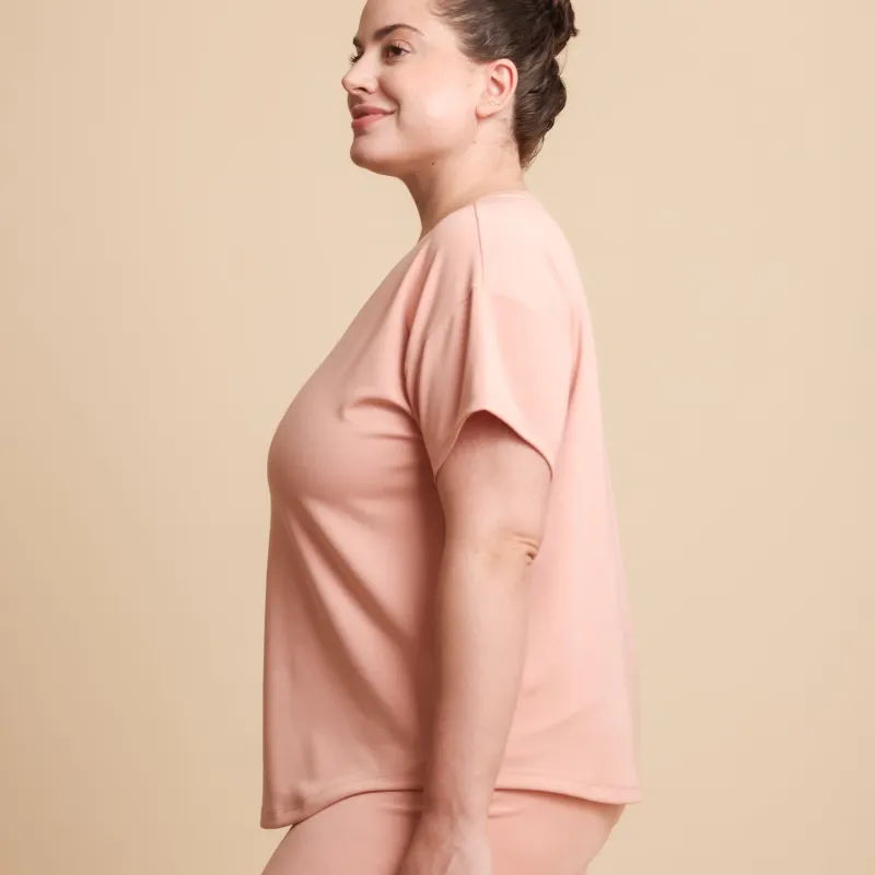 Breezy Short Sleeve Pajama Tee - The Woven V-Neck sold by A DOMANI