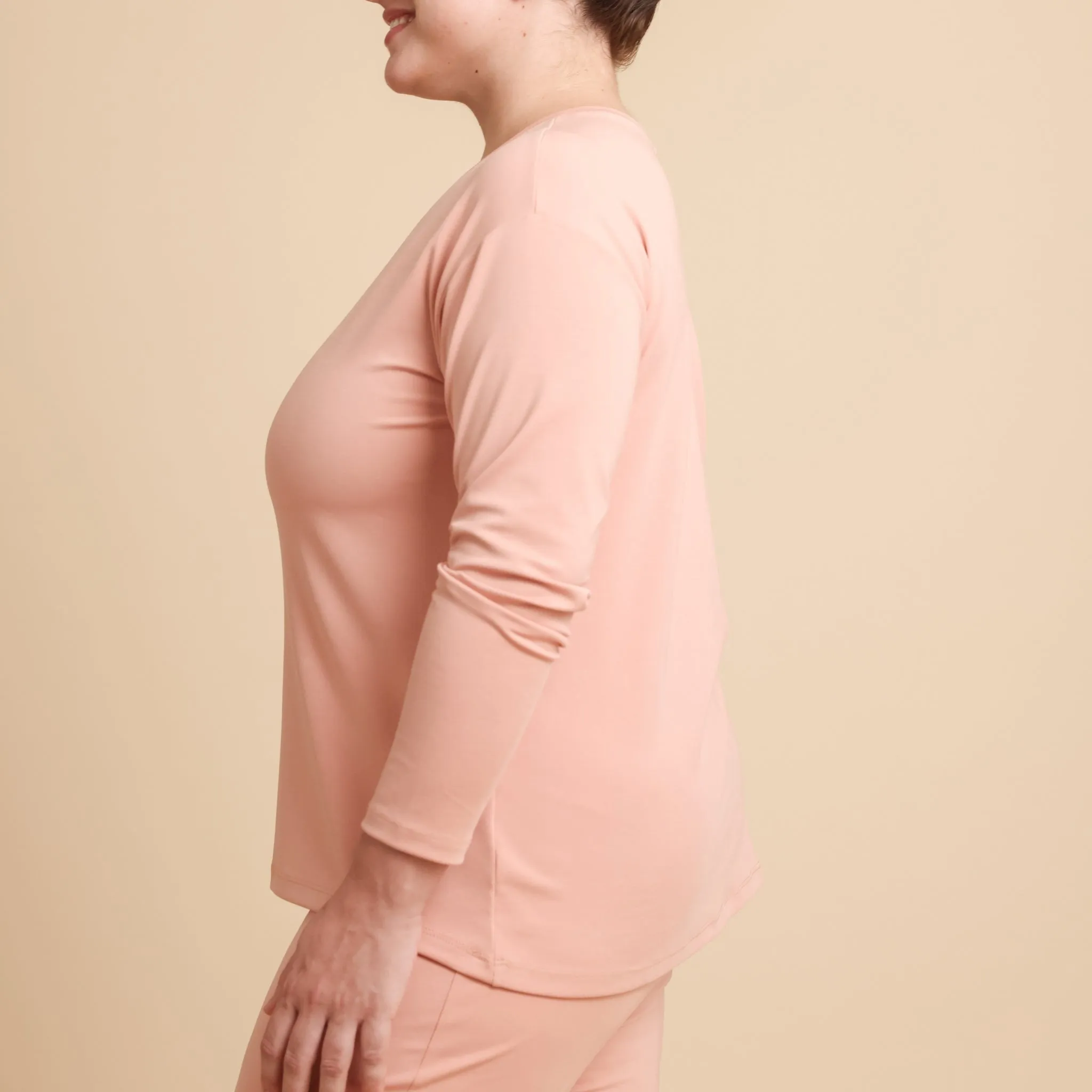 Floaty Long Sleeve Pajama Tee - The Knit V-Neck sold by A DOMANI product image thumbnail 2