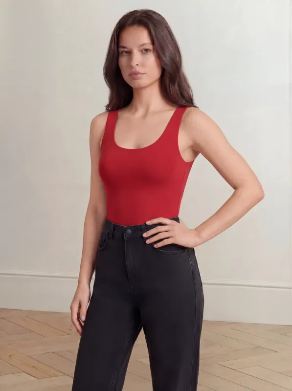 Relaxed Boyfriend Tank Smooths Waist & Core | Red made by BODY by Julia