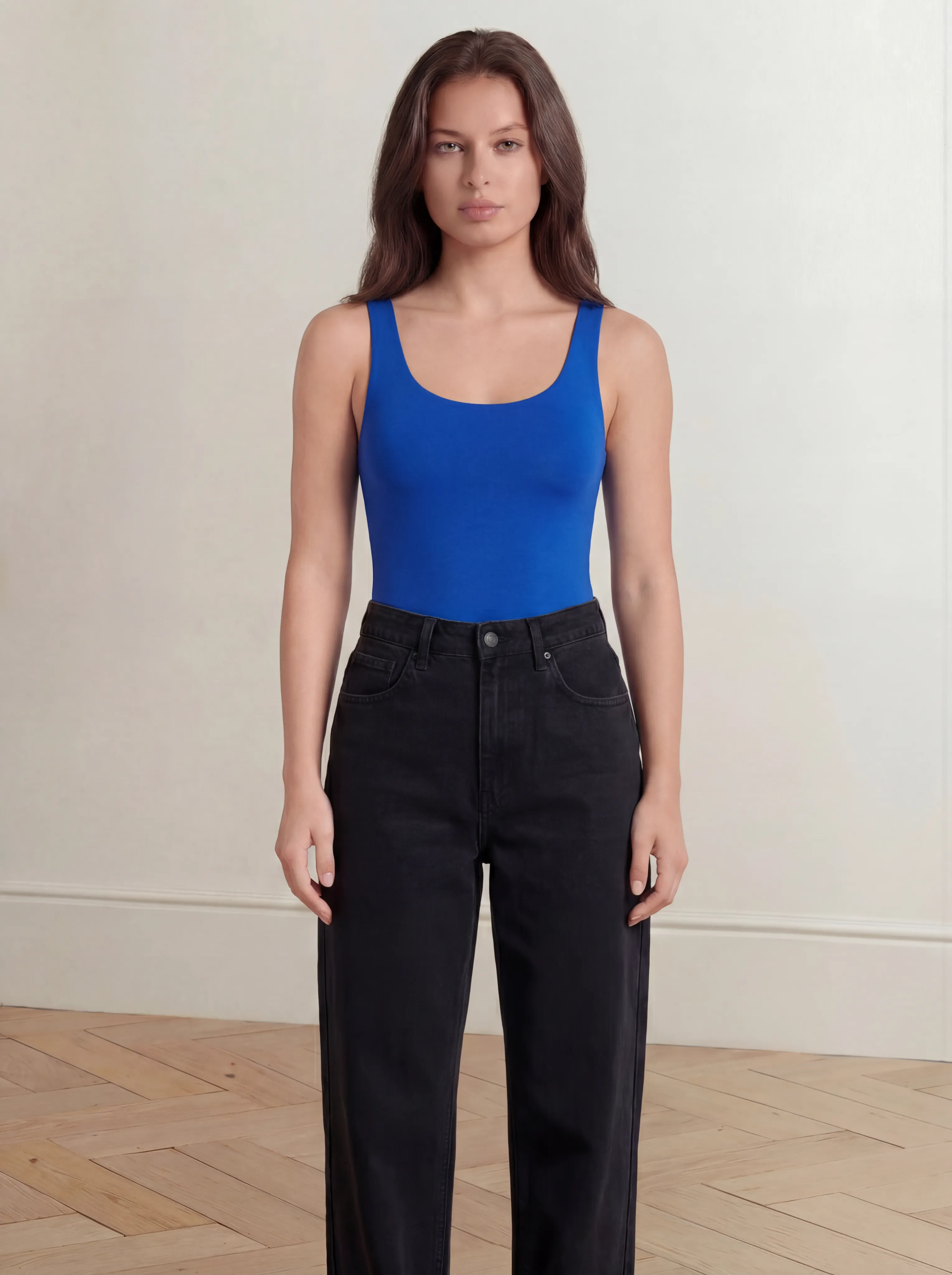 Relaxed Boyfriend Tank – Smooths Waist & Core | Blue sold by BODY by Julia