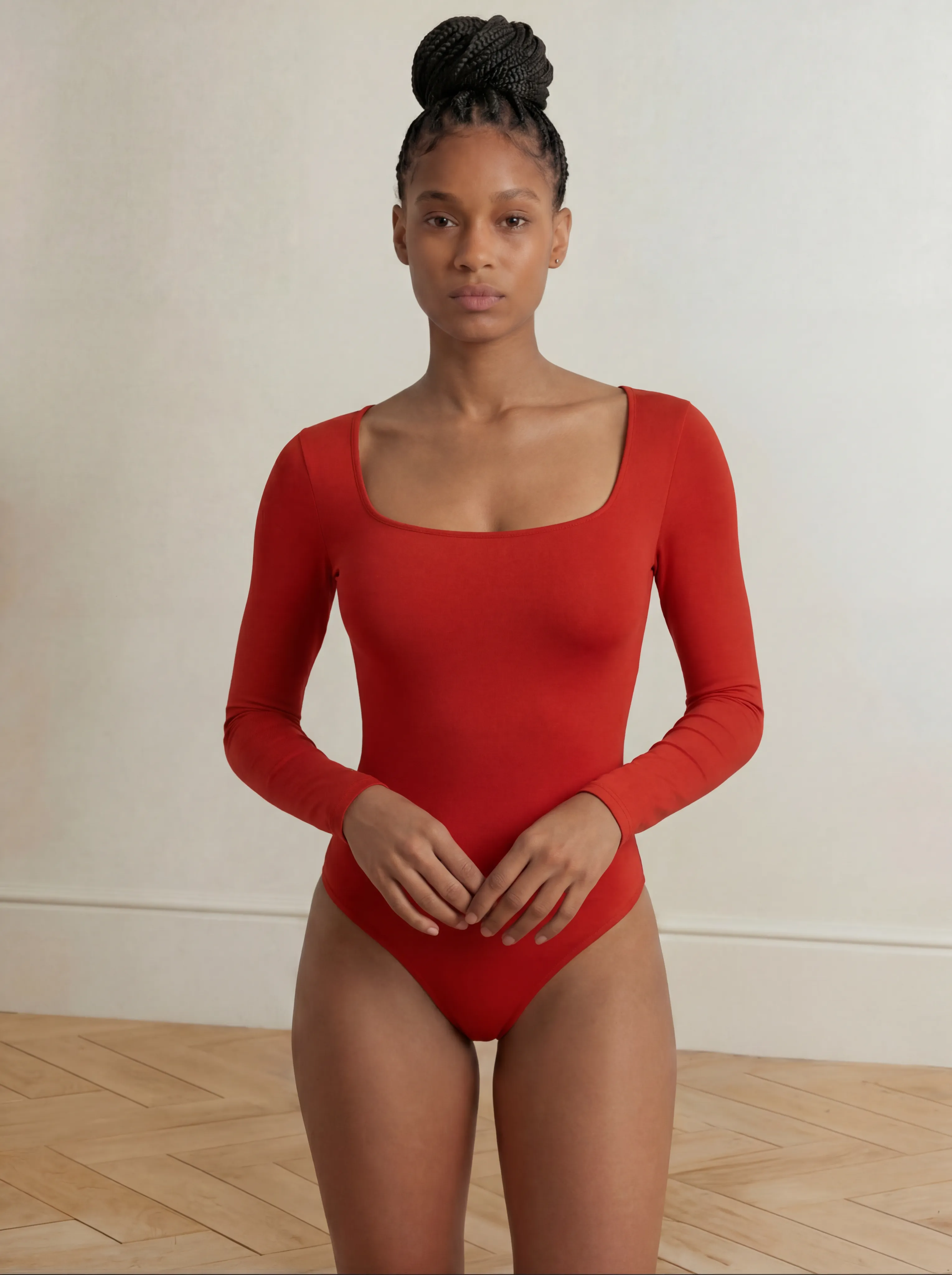 Long Sleeve Shaping Bodysuit Slims Arms & Waist | Red sold by BODY by Julia product image thumbnail 2