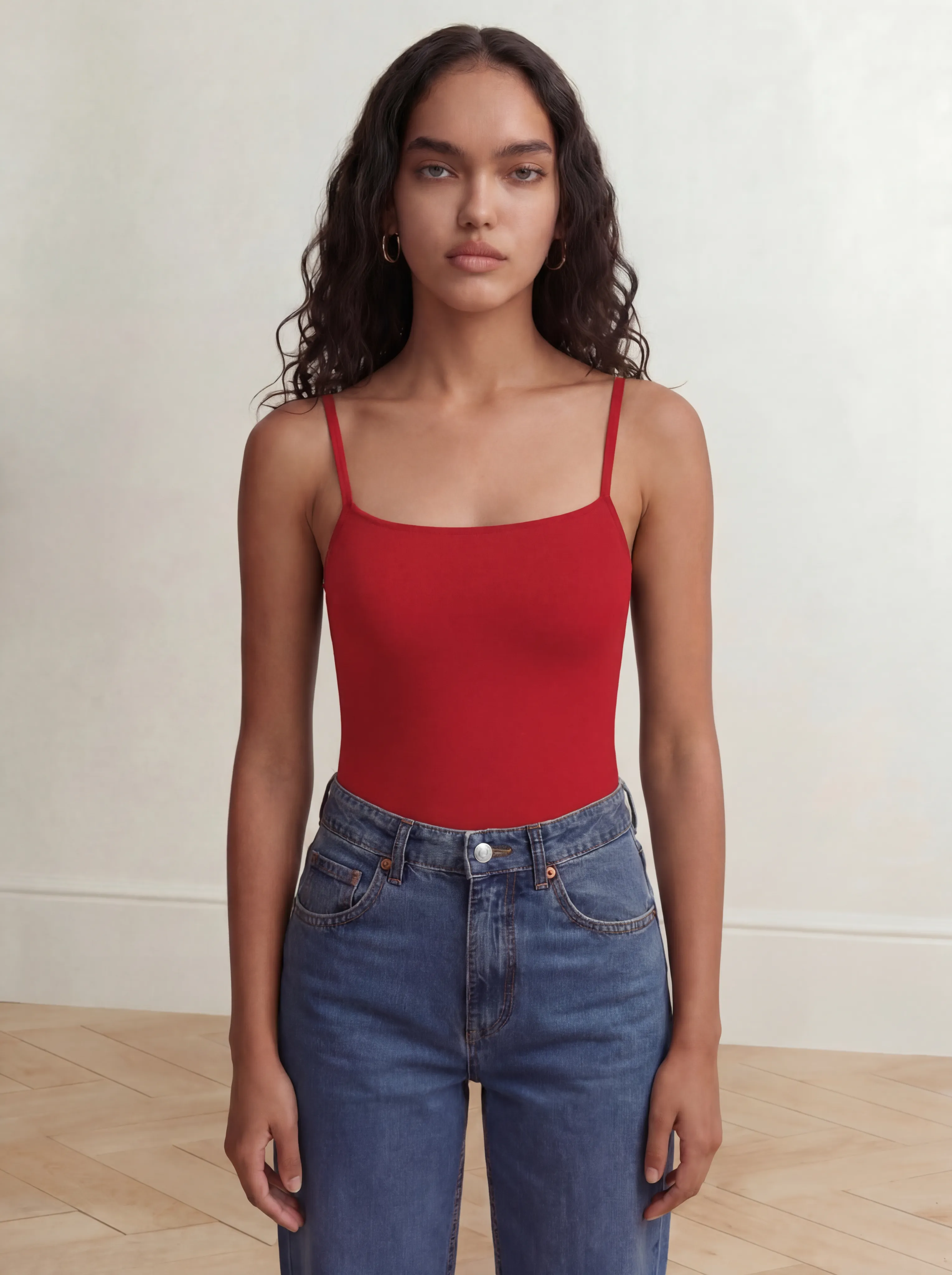 Shaping Tank Top Smooths Waist & Core, Removable Straps | Red sold by BODY by Julia