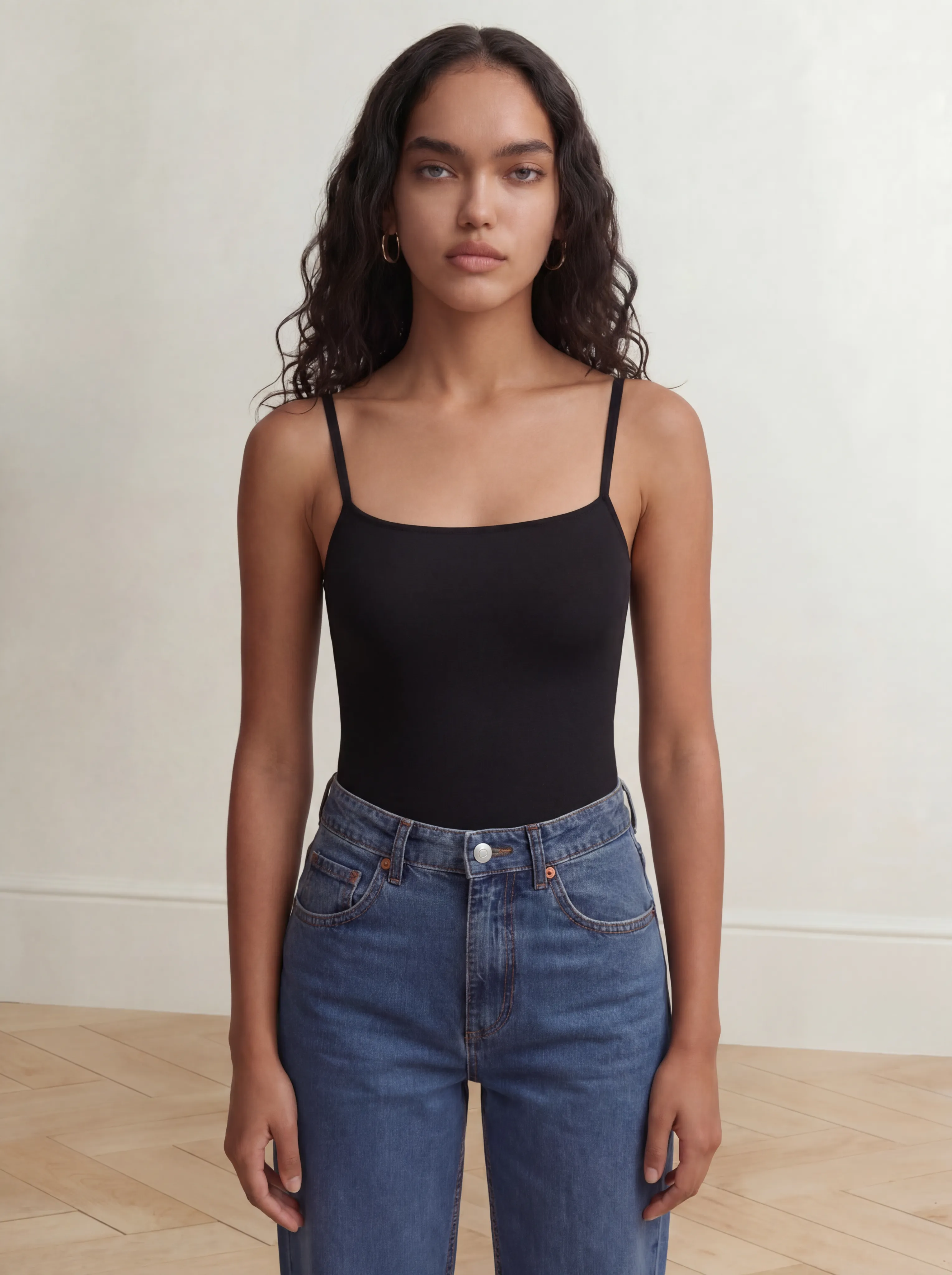 Shaping Tank Top Smooths Waist & Core, Removable Straps | Black sold by BODY by Julia