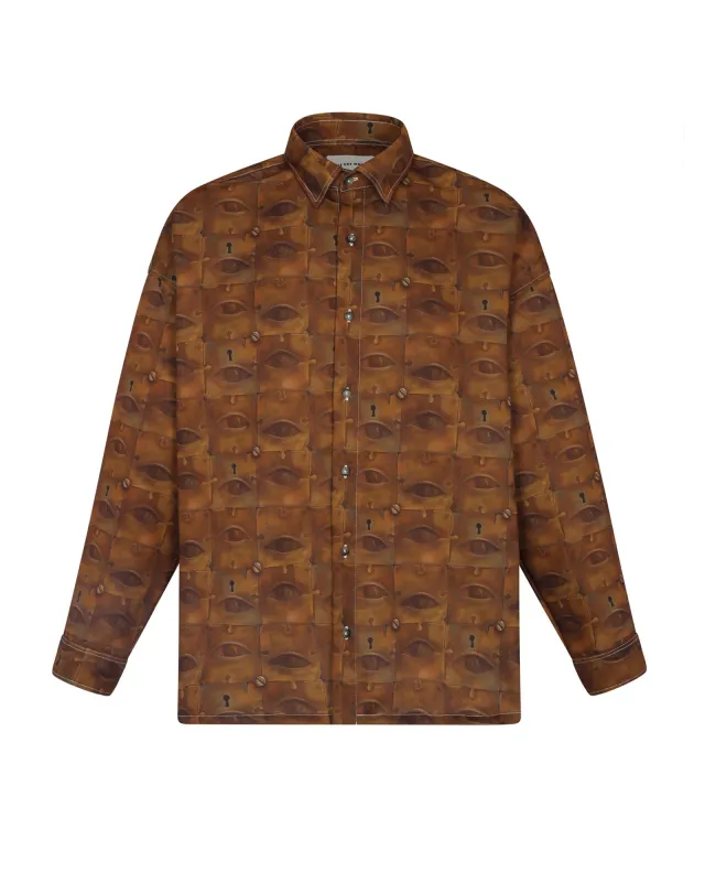 Puzzle Locket Mosaic Shirt (Brown) sold by Pas Une Marque