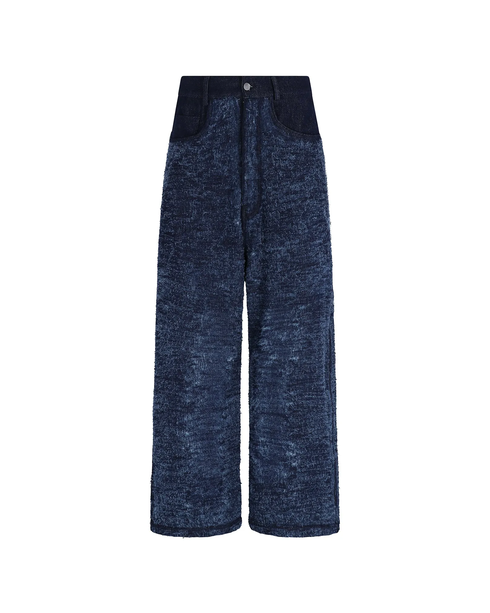 Double Paneled Distressed Denim Blue sold by Pas Une Marque