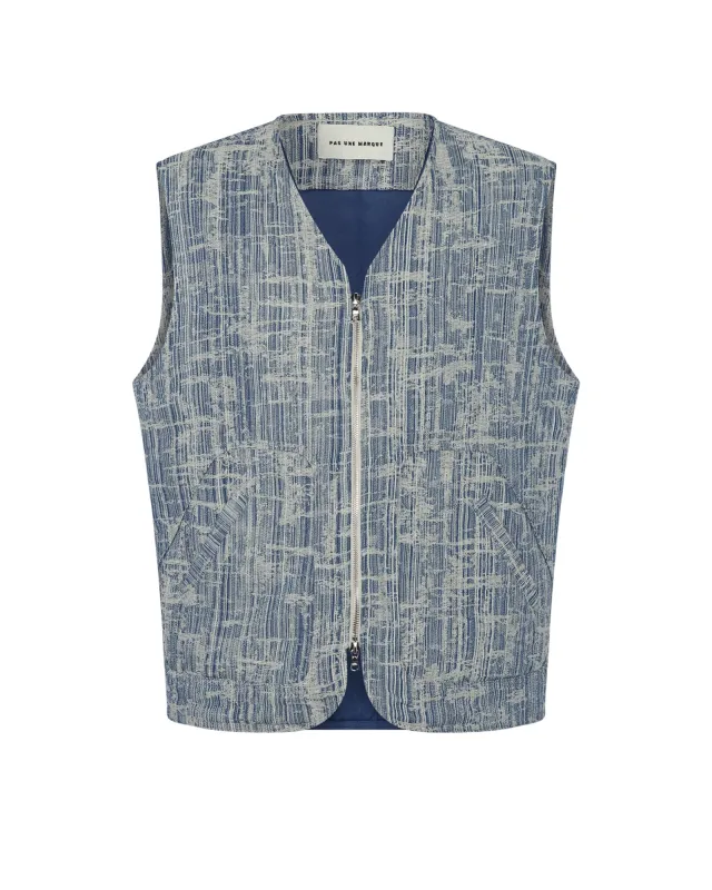 Jacquard Denim Vest (Multi) sold by Pas Une Marque
