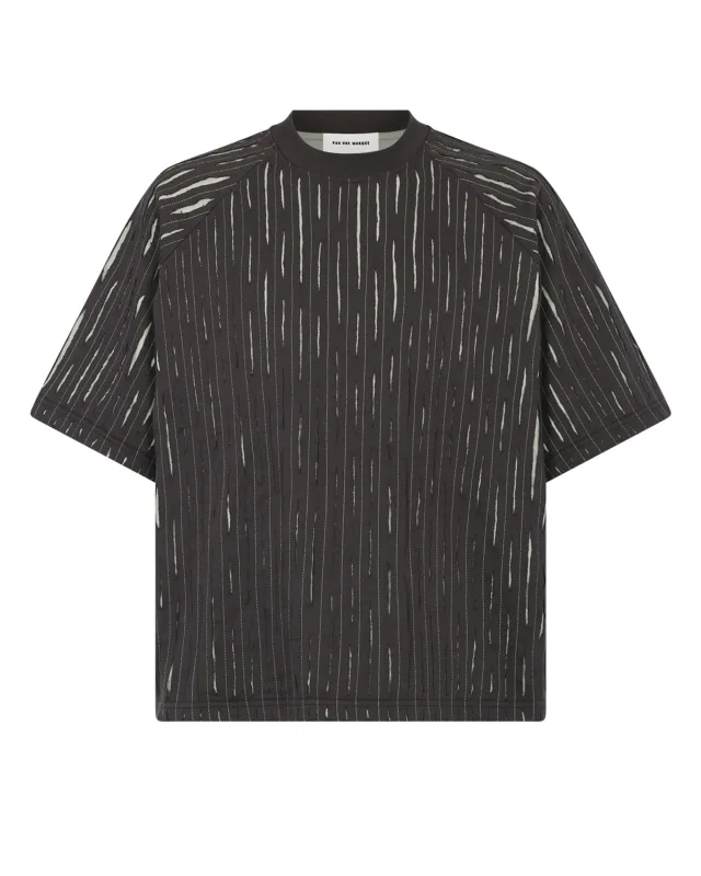 Double-Panelled Distressed Tee Shirt (Dark Grey / Mint) sold by Pas Une Marque