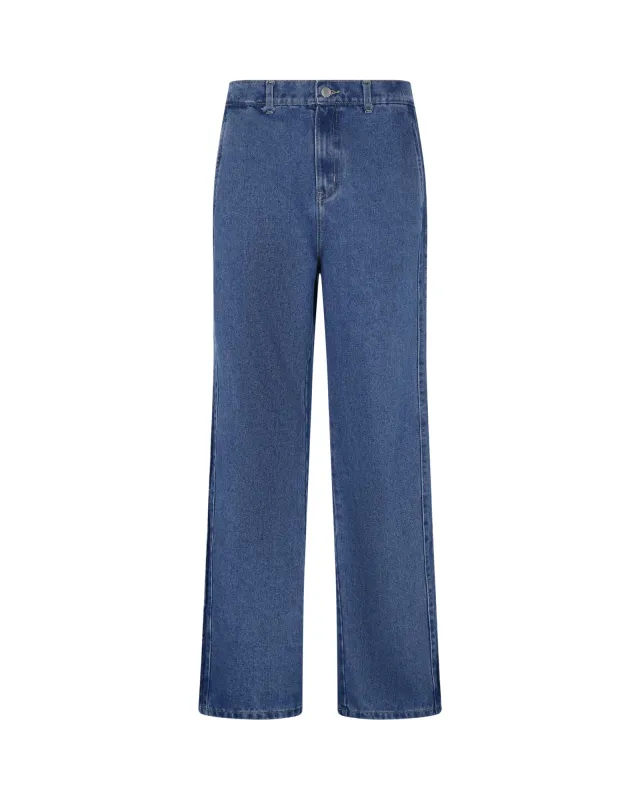 Side-Panelled Embroidered Denim (Blue) sold by Pas Une Marque