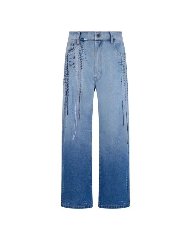 Embroidery of Disruption Denim (Blue) sold by Pas Une Marque