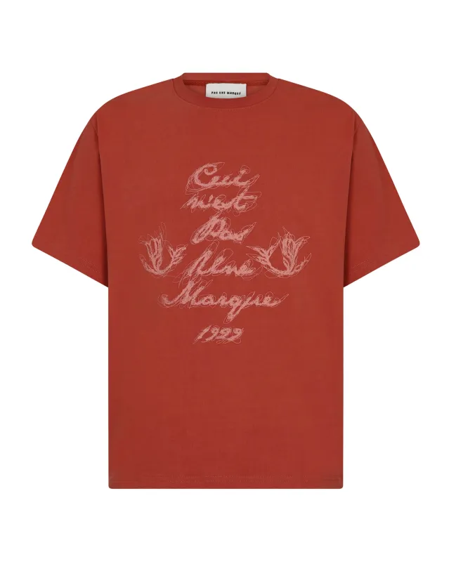 Ceci N'est Pas Une Marque Scribble Tee Shirt (Rust) sold by Pas Une Marque