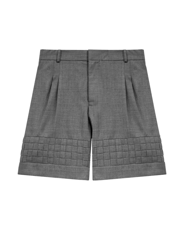 Basket Woven Shorts (Grey) sold by Pas Une Marque
