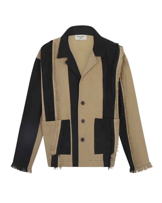 Denim Distressed Blazer (Black / Beige) made by Pas Une Marque