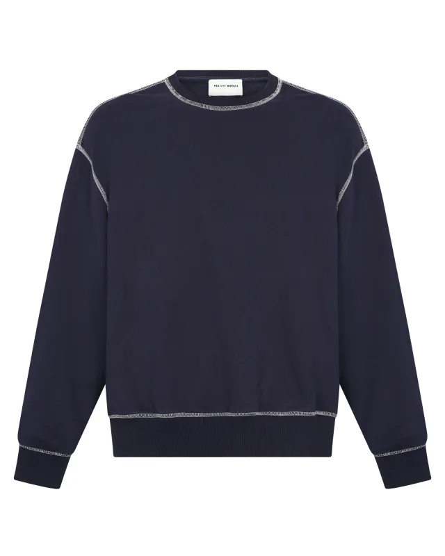 Denim Elbow Sweatshirt (Blue) sold by Pas Une Marque