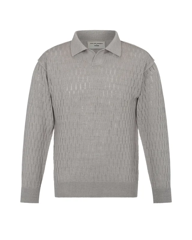 Knitted Polo Long Sleeve (Grey) sold by Pas Une Marque
