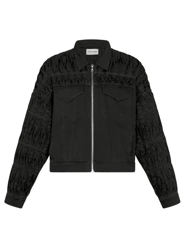 Pintuck Denim Jacket (Black) made by Pas Une Marque