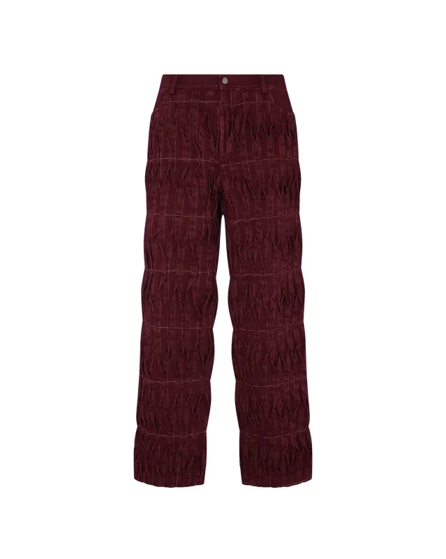 Pintack Denim Trousers (Burgundy) sold by Pas Une Marque