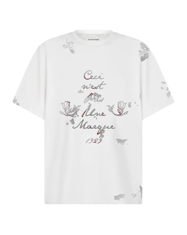 Ceci N'est Pas Une Marque Foil Tee Shirt (White) sold by Pas Une Marque