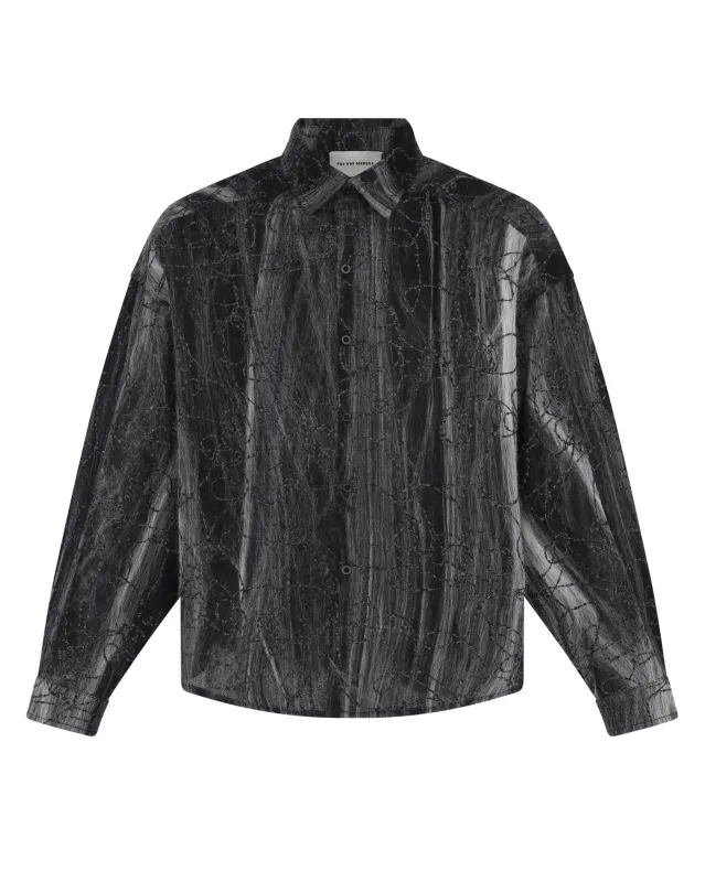 Marbled Cloth Long Sleeve Shirt (Grey / Multi) sold by Pas Une Marque