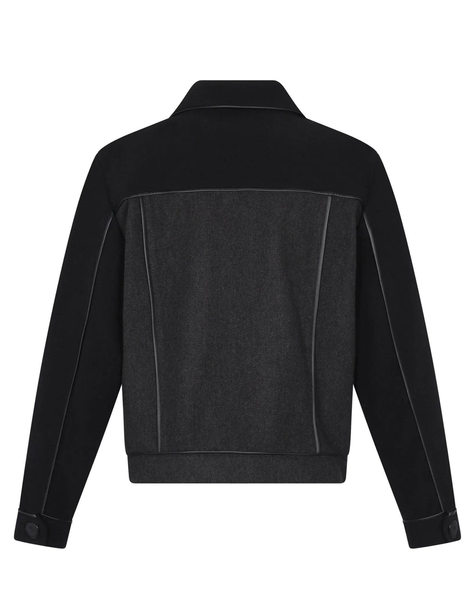 Cloth Leather Stripes Jacket (Black) sold by Pas Une Marque product image thumbnail 2