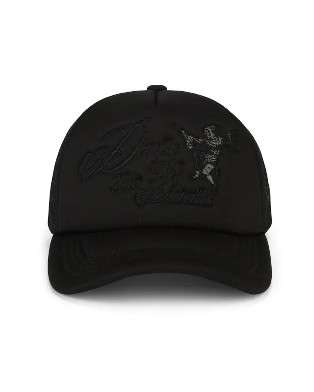 Devil's In The Details Trucker Hat (Black) sold by Pas Une Marque