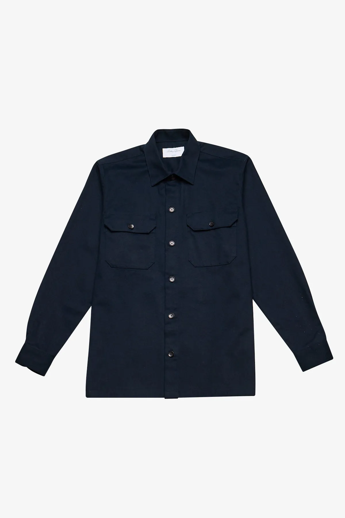 Wright navy overshirt sold by Anthony Squires