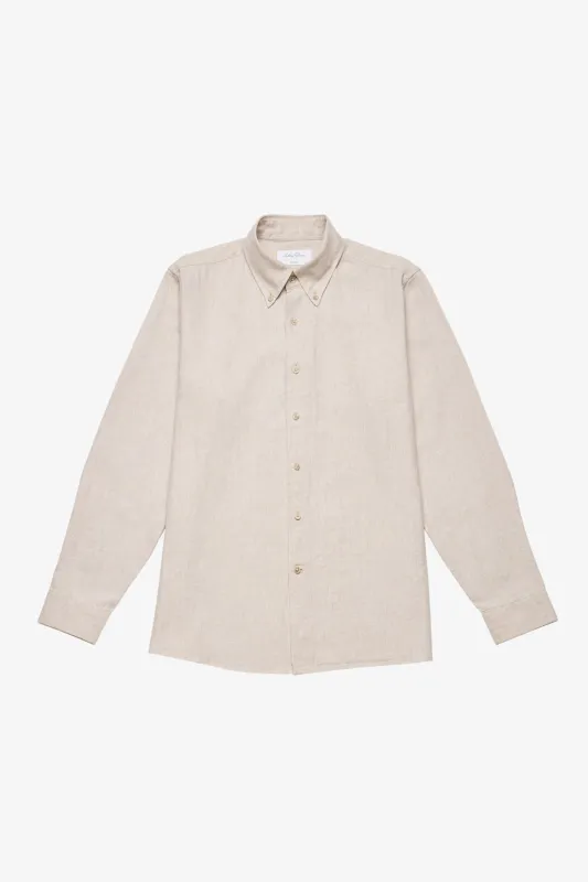 Ben beige herringbone button down sold by Anthony Squires
