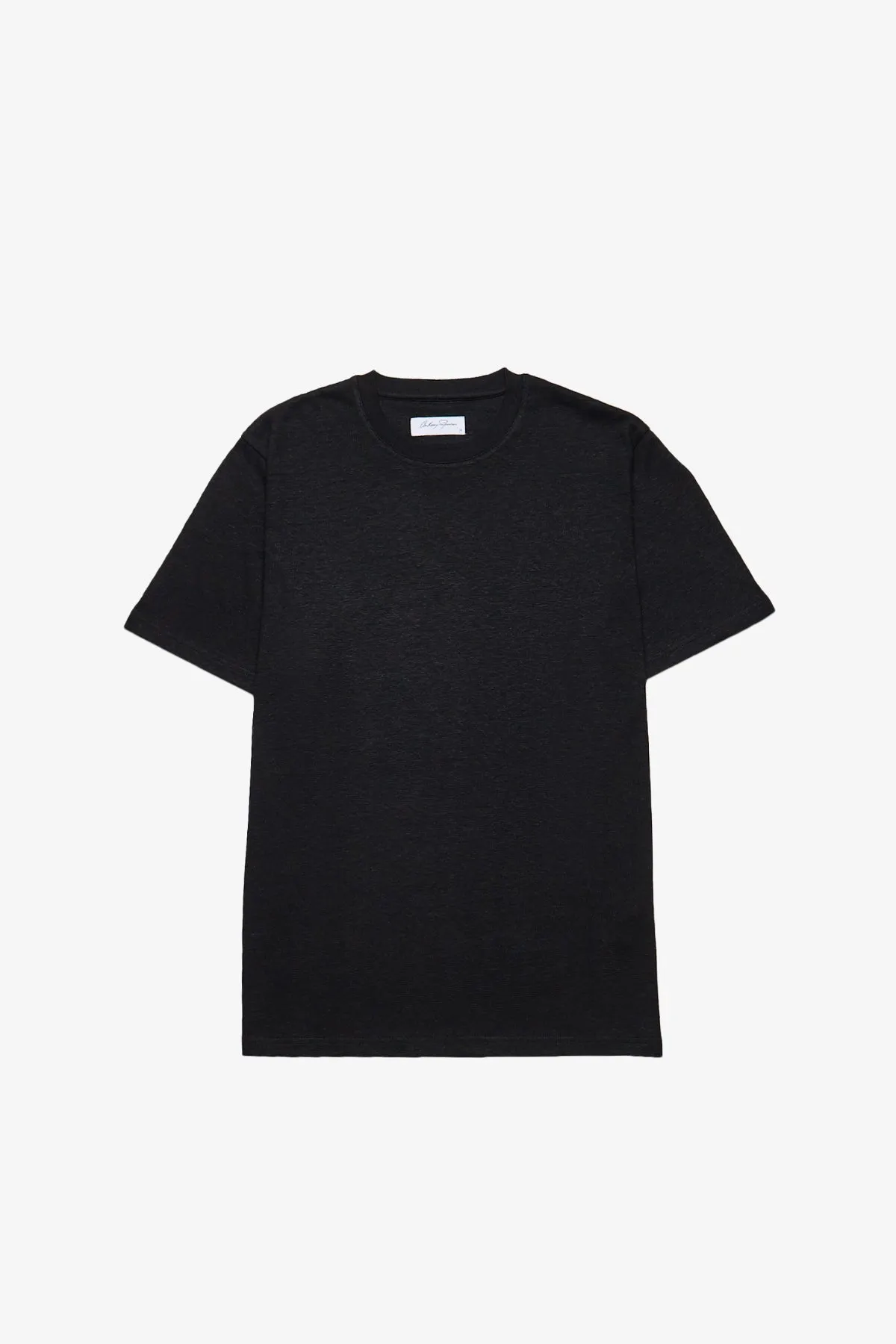 Black linen blend tee sold by Anthony Squires