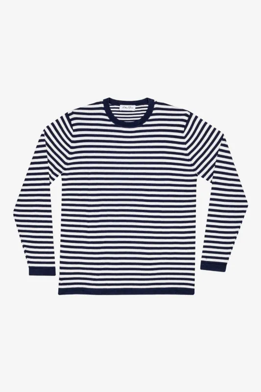 Chance - Navy & White Long Sleeve Knitted T-shirt sold by Anthony Squires