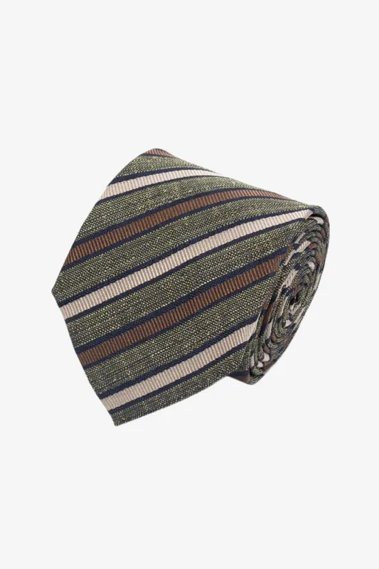 Tie - Silk green with stripes sold by Anthony Squires