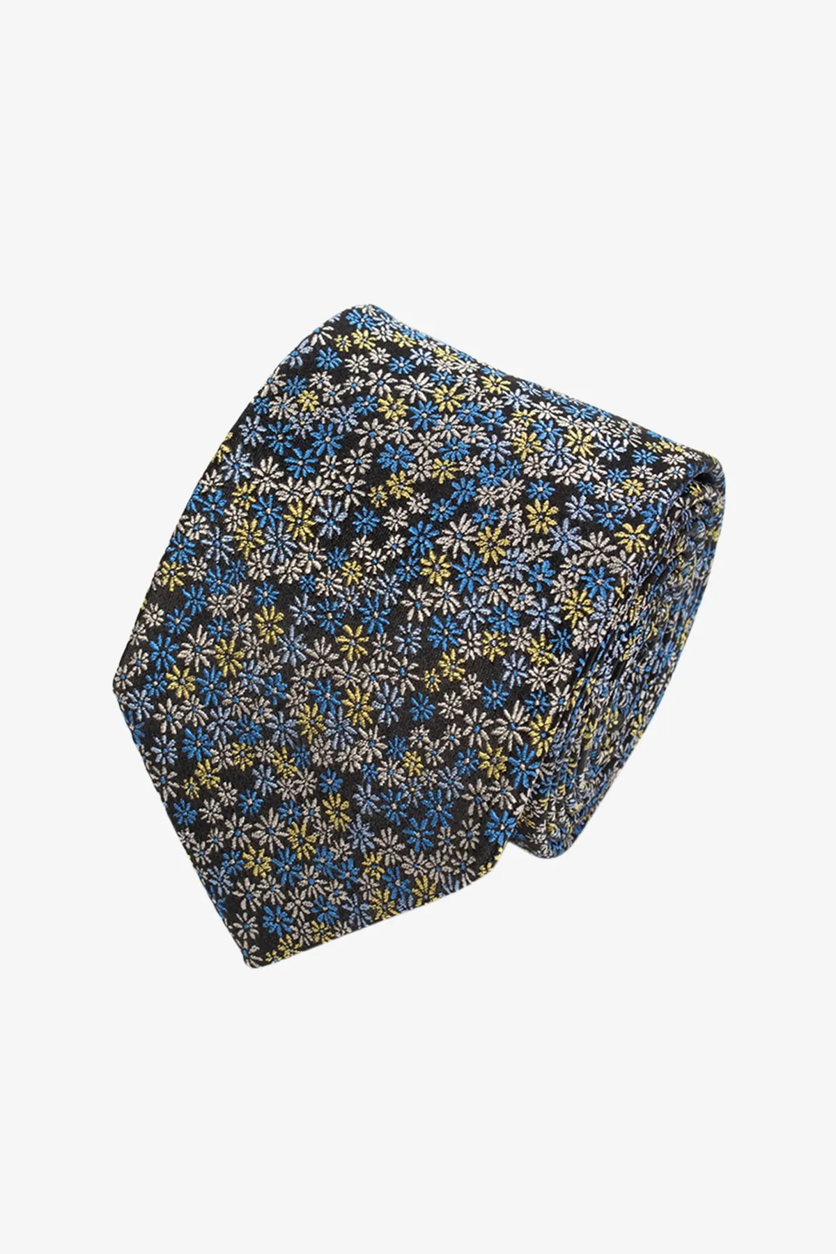 Tie - Silk floral in black sold by Anthony Squires