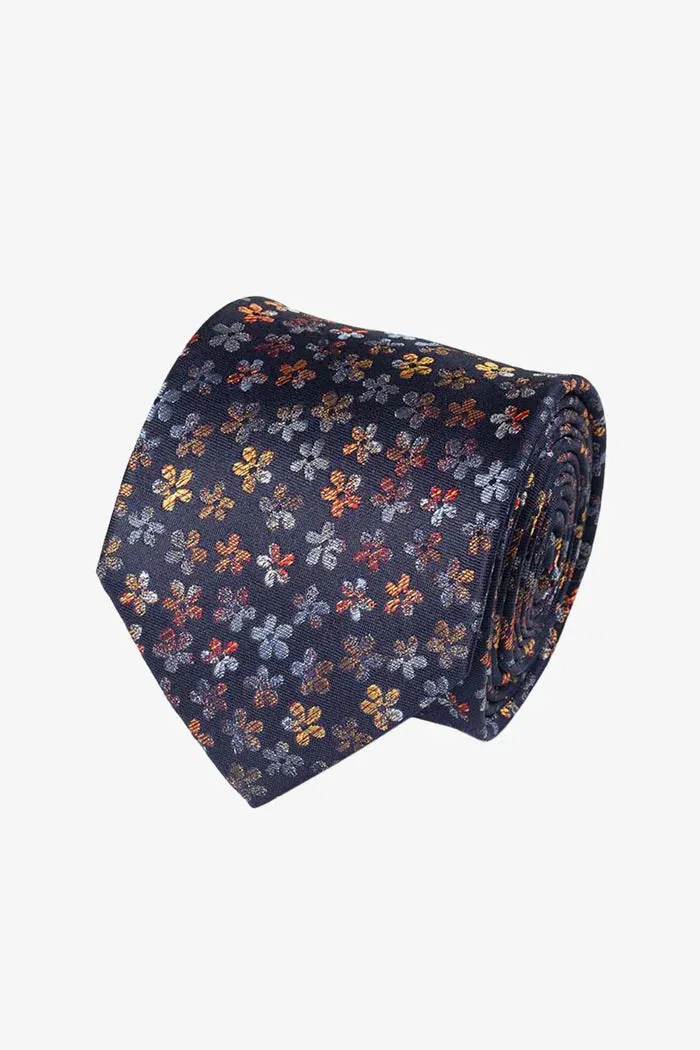 Tie - Silk navy multi florals sold by Anthony Squires