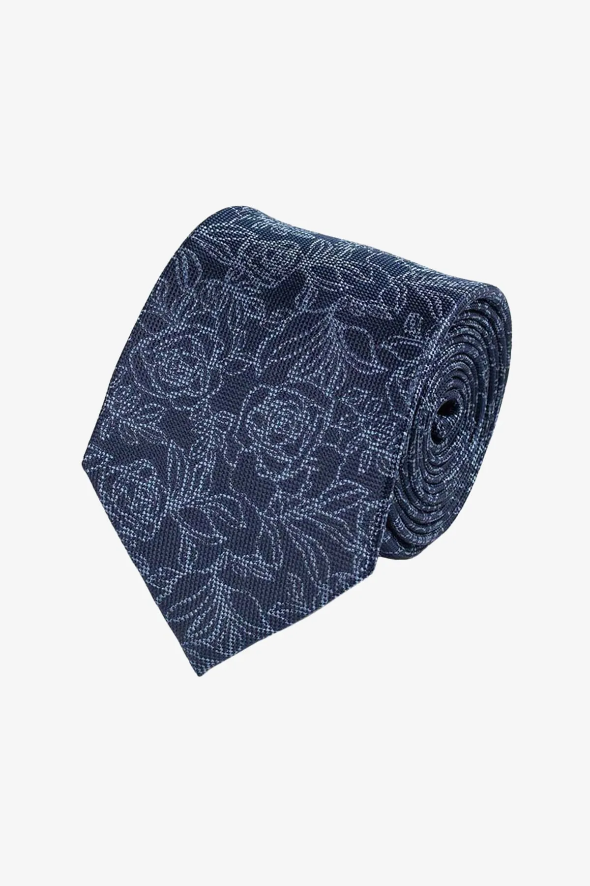 Tie - Silk navy with stencil floral sold by Anthony Squires
