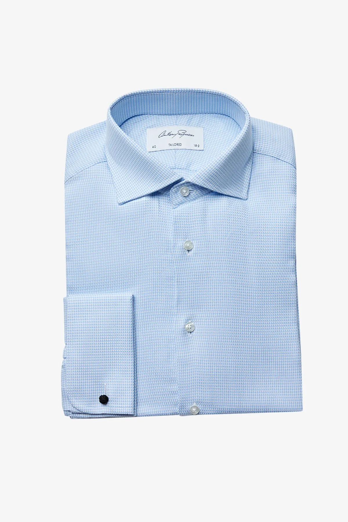 Garret - Blue fine houndstooth sold by Anthony Squires