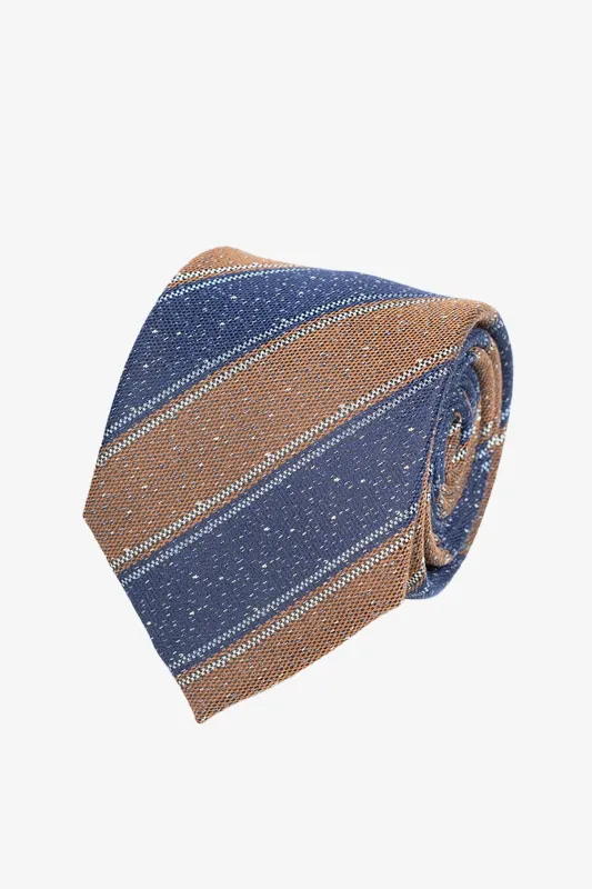 Tie - Silk blue with brown stripes sold by Anthony Squires