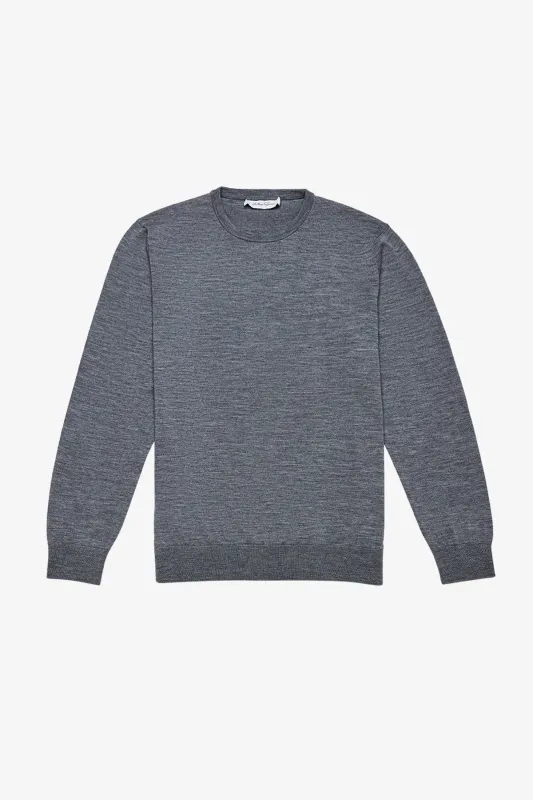 Oscar - Mid Grey Crewneck Knit sold by Anthony Squires