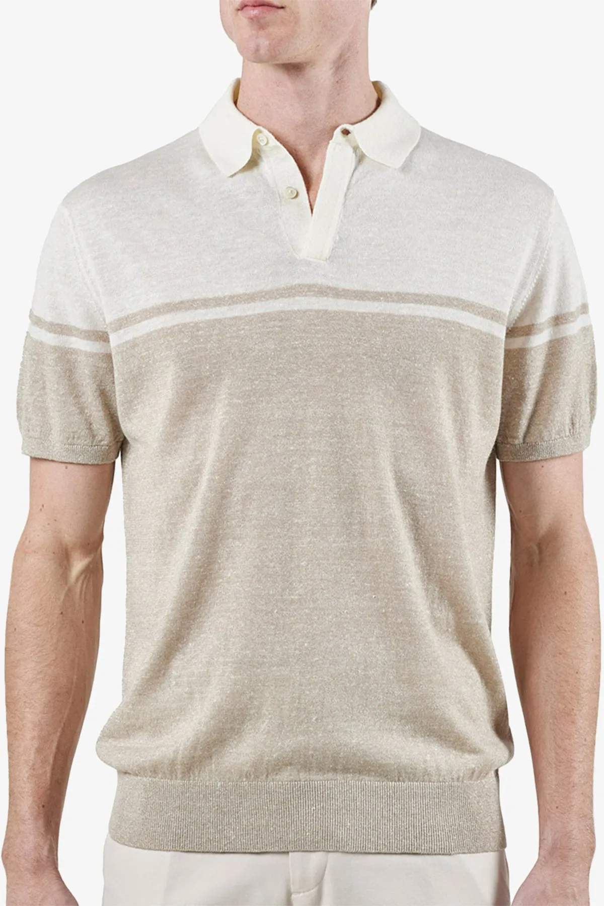 Moreschi - Beige & White Polo sold by Anthony Squires product image thumbnail 2